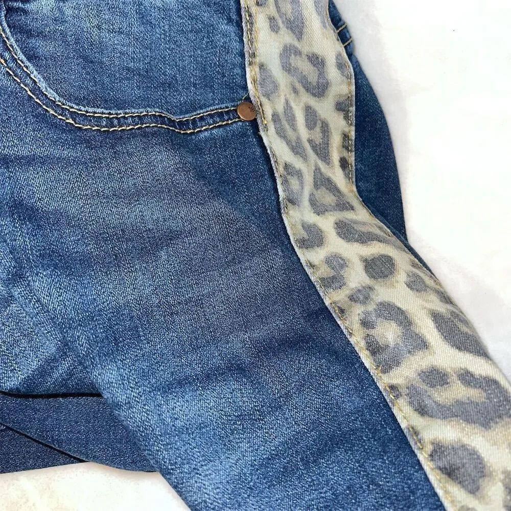 Judy Blue Skinny Fit Cheetah Print Stripes Stretch Denim Jeans Women’s Size 15/3
